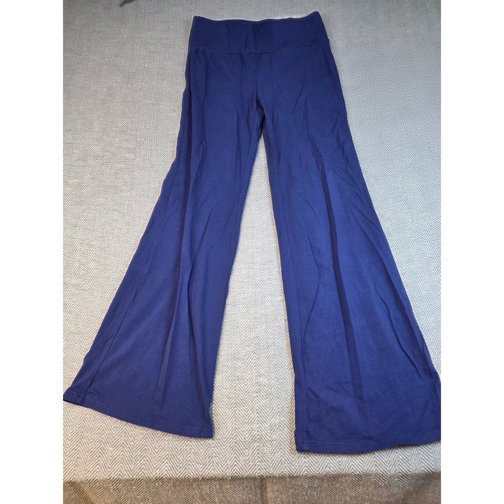 SHEIN Navy Blue Wide Leg Lounge Pants High Rise Jersey Knit Size Large 8/10
